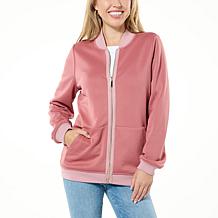 "As Is" Joy CleanBoss Luxurious Faux Suede Reversible Bomber Jacket
