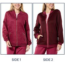 "As Is" Joy CleanBoss Luxurious Faux Suede Reversible Bomber Jacket