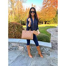 "As Is" Joy First Class Luxury Leather Quilted Handbag & Clutch Wallet