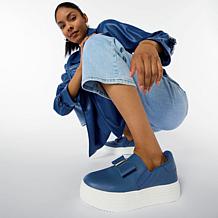 "As Is" Joy Luxe Slip-On Genuine Leather Bow Sneaker w/Orthotic Insole