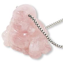 "As Is" KALIFANO Happy Buddha Carved Gemstone 30" Necklace