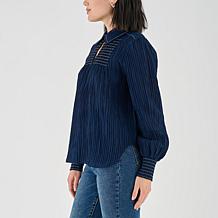 "As Is" La Joie Smocked Collar Long-Sleeve Blouse