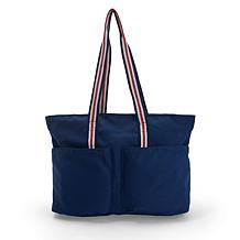 "As Is" London Fog Multi-Pocket Canvas Tote with Flower Charm