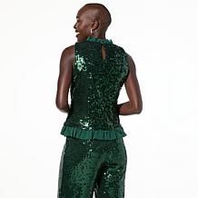 "As Is" Mark & James by Badgley Mischka Chester Ruffled Sequined Tank