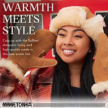 "As Is" Minnetonka Water Resistant Suede & Sheepskin Bomber Hat