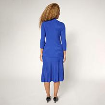 "As Is" Nina Leonard 2-piece Ribbed Sweater Knit Top and Skirt Set