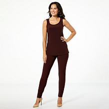 "As Is" Nina Leonard 3-piece Sequined Button-Front Top, Tank and Pa...