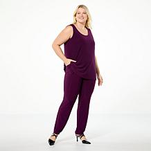 "As Is" Nina Leonard 3-piece Sequined Button-Front Top, Tank and Pa...