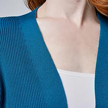 "As Is" Nina Leonard 3/4-Sleeve Ribbed Knit Bolero