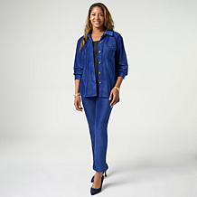 "As Is" Nina Leonard Corduroy Collared Shirt