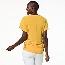 "As Is" Nina Leonard Drape Neck Dolman Sleeve Top