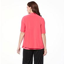 "As Is" Nina Leonard Elbow-Sleeve Drape-Front Bolero