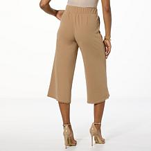 "As Is" Nina Leonard High-Tech Crepe Pull-On Lace-Trim Culotte Pant
