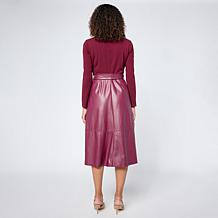 "As Is" Nina Leonard Jewel Neck Long-Sleeve A-Line Dress