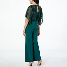 "As Is" Nina Leonard Jumpsuit with Metallic Overlay