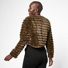 "As Is" Nina Leonard Long Sleeve Faux Fur Bolero Top