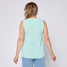 "As Is" Nina Leonard Notch Neck Pleat Front Tank