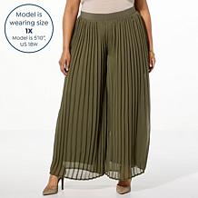 "As Is" Nina Leonard Pleated Chiffon Palazzo Pant