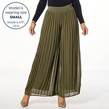 "As Is" Nina Leonard Pleated Chiffon Palazzo Pant
