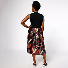 "As Is" Nina Leonard Ribbed Knit Sleeveless Mock-Neck Midi Dress