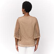"As Is" Nina Leonard Scoop Neck Dolman Sleeve Knit Top