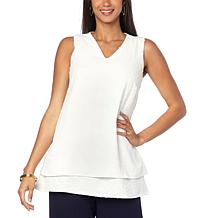 "As Is" Nina Leonard Tiered Textured Wave Tank