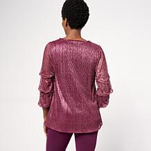 "As Is" Nina Leonard V Neck 3/4 Knit Top