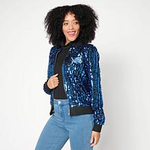 "As Is" Officially Licensed NFL Women's Sequin Jacket by Cuce - Lions