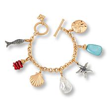 "As Is" Patricia Nash 2-Tone Seashore Charm Toggle Bracelet