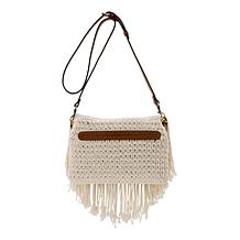 "As Is" Patricia Nash Cannara Leather Trim Crochet Crossbody