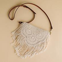 "As Is" Patricia Nash Cannara Leather Trim Crochet Crossbody