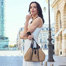 "As Is" Patricia Nash Christina Woven Straw and Leather Satchel