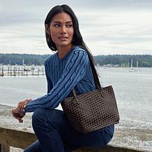 "As Is" Patricia Nash Emmie Leather Satchel Top Zip Tote Bag
