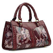 "As Is" Patricia Nash Salento Top Handle Leather Satchel with Cross...