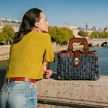 "As Is" Patricia Nash Sansia Woven Straw Satchel - Denim