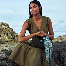 "As Is" Patricia Nash Sarakino Straw Handbag with Scarf