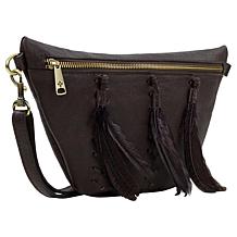 "As Is" Patricia Nash Tinchi Leather Feather-Accented Convertible B...