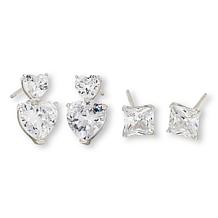 "As Is" Radiance by Absolute™ 11.50ctw Princss&Heart Stud Earrings Set
