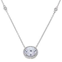 "As Is" Radiance by Absolute™ Strling Silvr Halo Solitaire Drop Ncklce