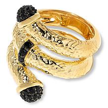 "As Is" Rarities Gold-Plated Black Spinel Textured Coil Ring