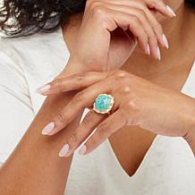 "As Is" Rarities Gold-Plated Cushion Gemstone and White Zircon Ring