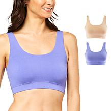 "As Is" Rhonda Shear 2-pk Seamless Ribbed Knit Forever Stretch Ahh Bra