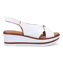 "As Is" Ron White Priya Lightweight Leather Wedge Sandal