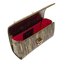 "As Is" Sharif Legacy 100% Leather Metallic Python Top Handle Purse