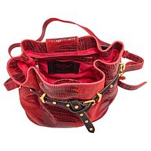 "As Is" Sharif Legacy 100% Leather Printed Lizard Bucket Bag