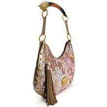 "As Is" Sharif Legacy 3D Sculpted Horn Handle Sequined Leather-Trim...