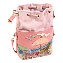 "As Is" Sharif Legacy Colorful Leather Flower Pot Drawstring Crossb...