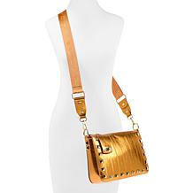 "As Is" Sharif Legacy Eel Skin Leather Rocketed Top Zip Crossbody