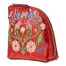 "As Is" Sharif Legacy Floral Embossed Quilted Leather Wristlet