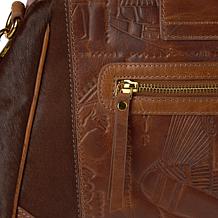 "As Is" Sharif Legacy Hieroglyphic Leather Haircalf Frame Satchel